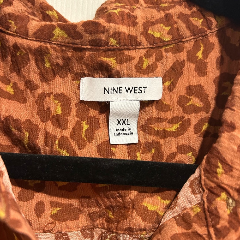 Nine West Rust Leopard-Print Button-Front Midi Dr… - image 3